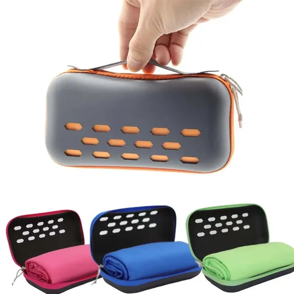 Portable Camping Towel with EVA Box Storage