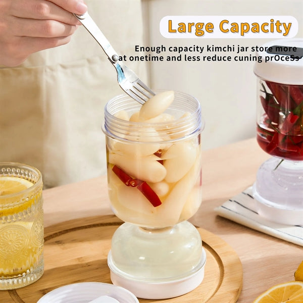 Pickle and Olive Hourglass Jar with Strainer Flip