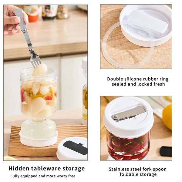 Pickle and Olive Hourglass Jar with Strainer Flip
