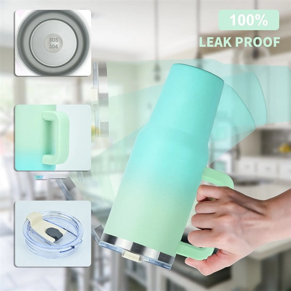 Colorful 40 Oz Tumbler With Handle And Straw Lid