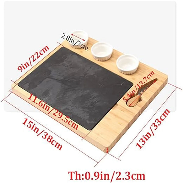 Cheese Board Set With1 Knife 3 Ceramic Bowls