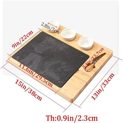 Cheese Board Set With1 Knife 3 Ceramic Bowls