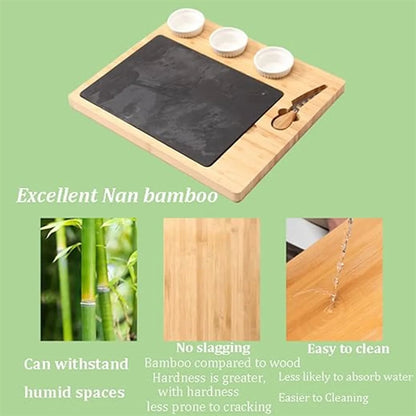 Cheese Board Set With1 Knife 3 Ceramic Bowls