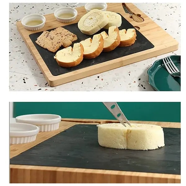 Cheese Board Set With1 Knife 3 Ceramic Bowls