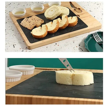 Cheese Board Set With1 Knife 3 Ceramic Bowls