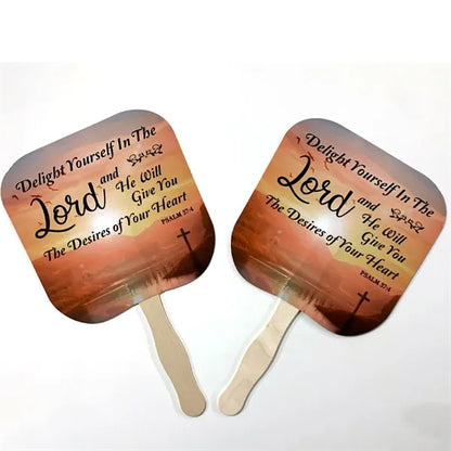 Handheld Fan Thick Paper With Wooden Handle
