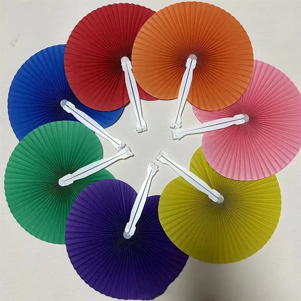 Paper Round Shape Fan With Plastic Handle