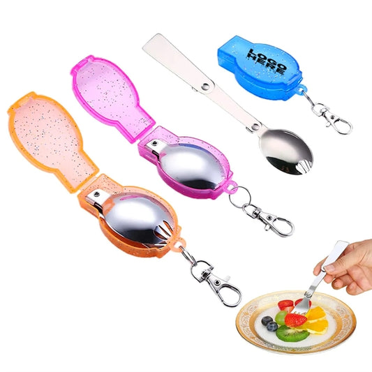 Foldable Stainless Steel Spoon With Keychain