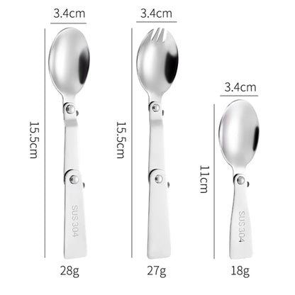 Foldable Stainless Steel Spoon With Keychain