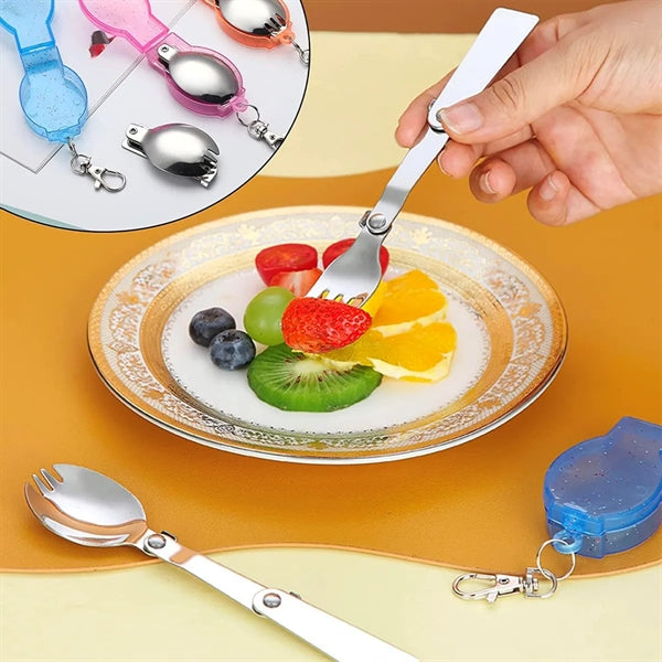 Foldable Stainless Steel Spoon With Keychain