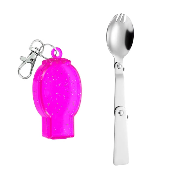 Foldable Stainless Steel Spoon With Keychain