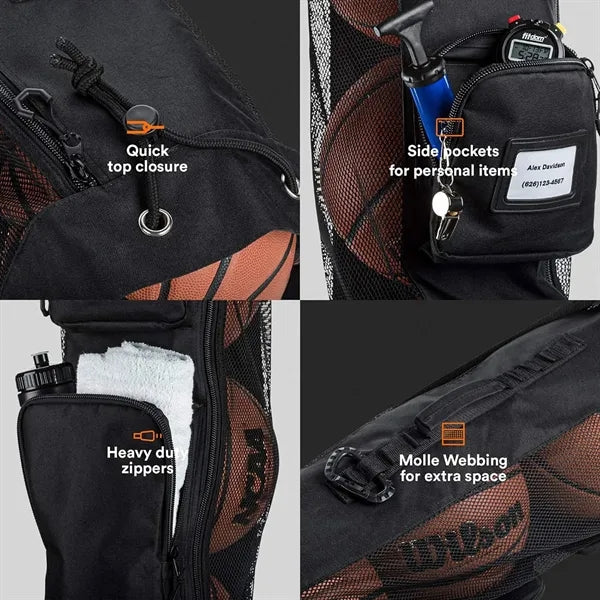 5 Basketballs Mesh Bag