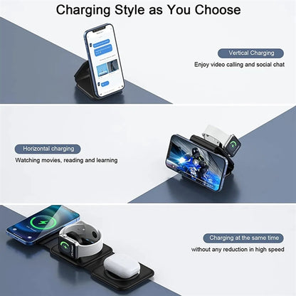3 in 1 15W Foldable Wireless Fast Charging Station for Phone