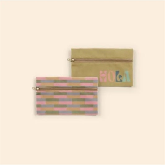 ZIP FRONT POUCHES - 4CP PIGMENT DYED CANVAS - SMALL