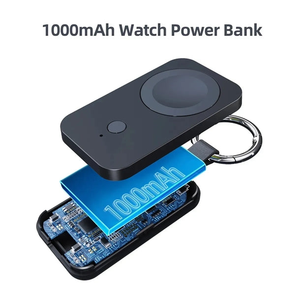 Portable Watch Wireless Charging Power Bank with Keychain