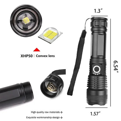 Rechargeable Telescopic Zoom Tactical Flashlights with Power