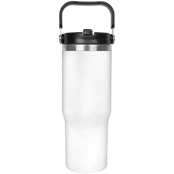 Insulated Stainless Steel Tumbler w/Straw handle lid