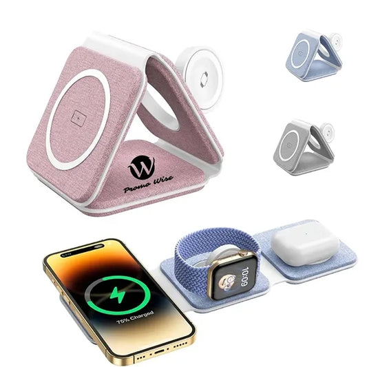3 in 1 Fabric Wireless iPhone Charging Station