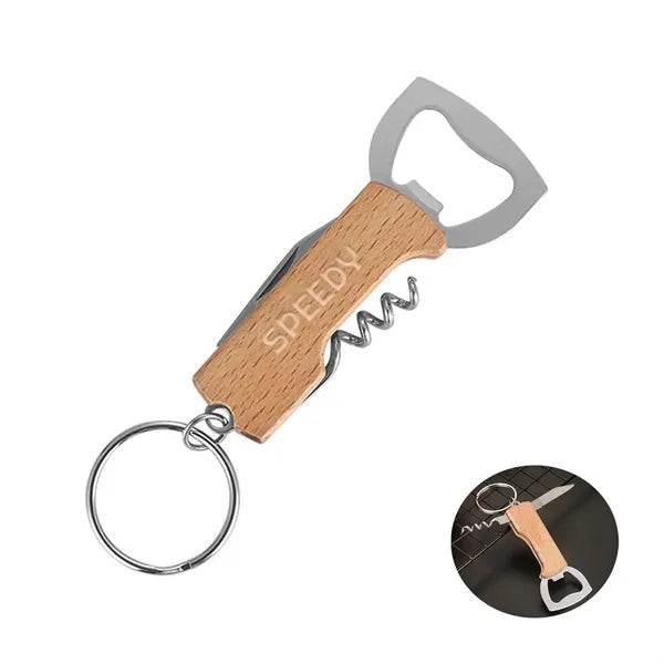 Stainless Steel Multifunctional Wooden Handle Opener