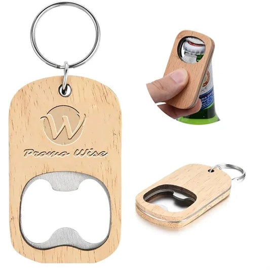 Wooden Beer Bottle Opener Oak Wood With Key Chain
