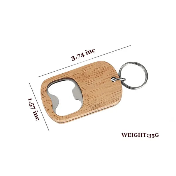 Wooden Beer Bottle Opener Oak Wood With Key Chain