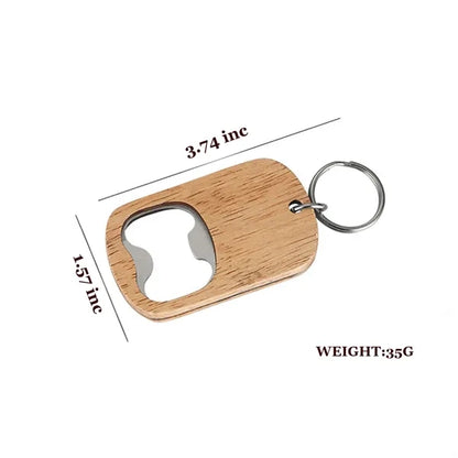 Wooden Beer Bottle Opener Oak Wood With Key Chain