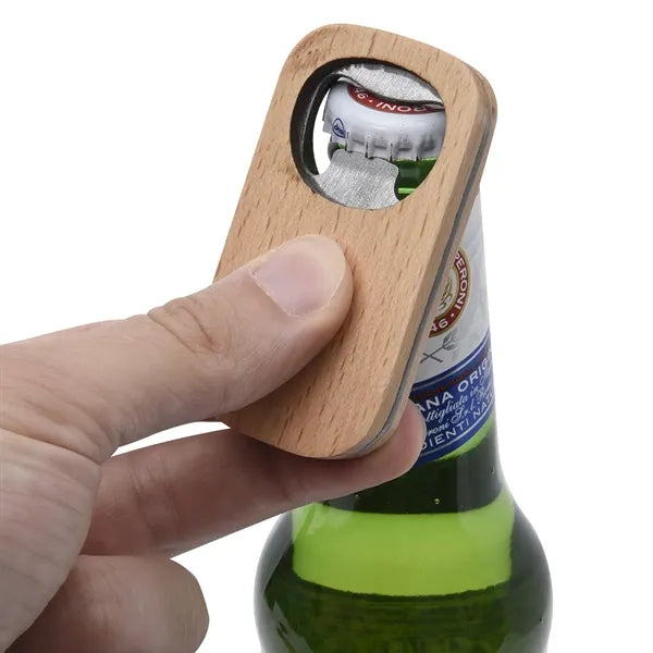 Wooden Beer Bottle Opener Oak Wood With Key Chain