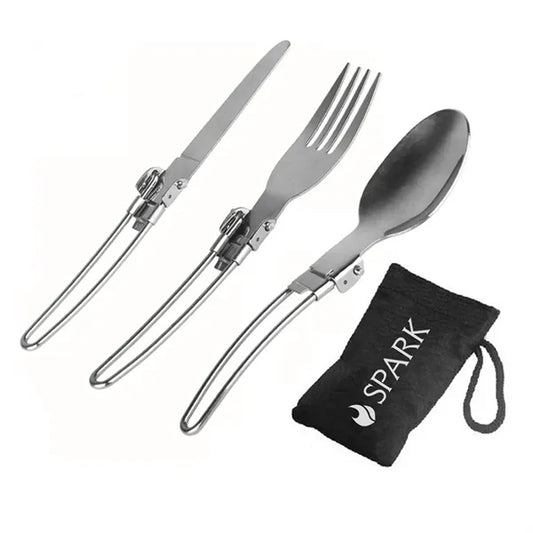 Foldable Travel 3-in-1 Utensils Set Spoon, Fork&Knife