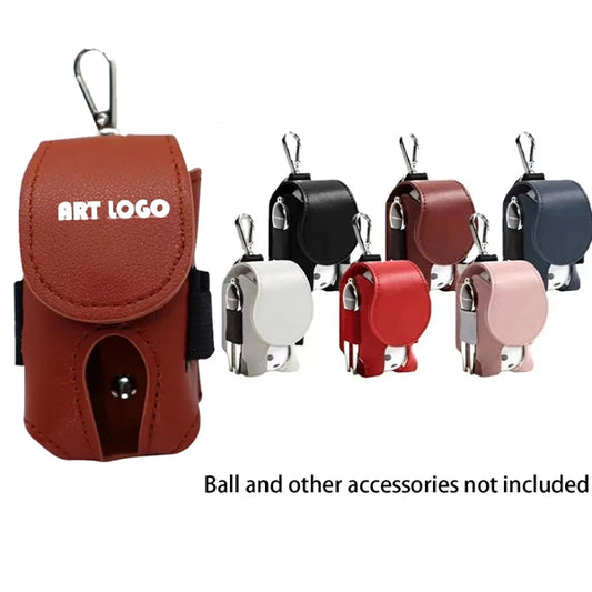 PU Leather Golf Ball Storage Pouch Bag Waist Pack