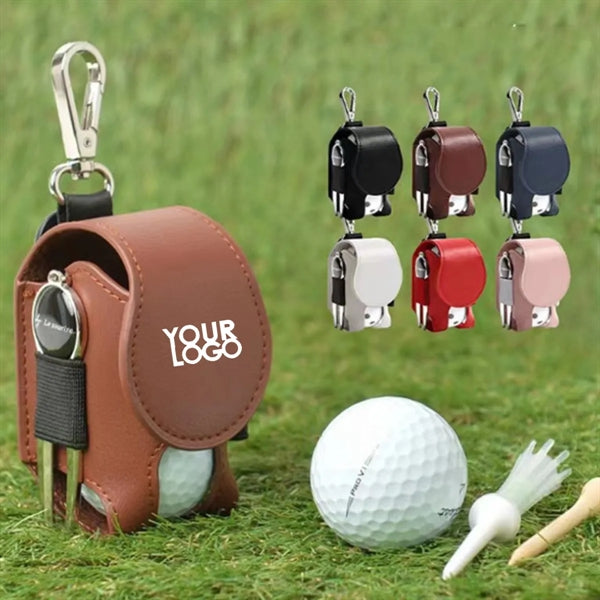 PU Leather Golf Ball Storage Pouch Bag Waist Pack
