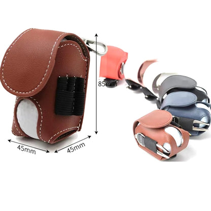 PU Leather Golf Ball Storage Pouch Bag Waist Pack