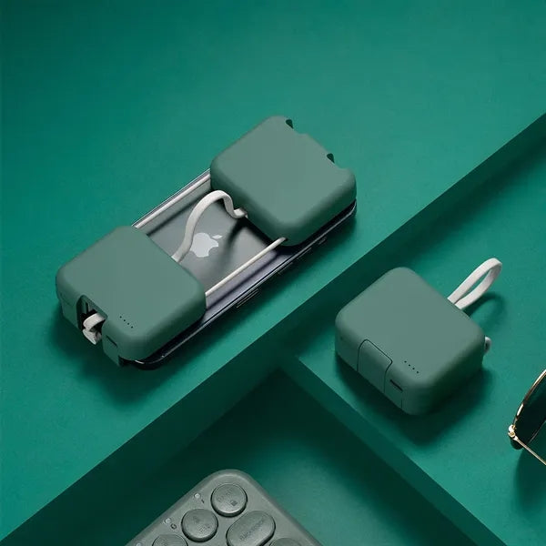 Mini Phone Charger 4000mAh Cute Power Bank Built in Cable