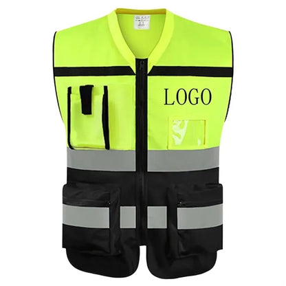 Zipper Safety Vest with Reflective Hi-Vis Strips
