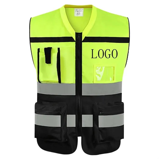 Zipper Safety Vest with Reflective Hi-Vis Strips