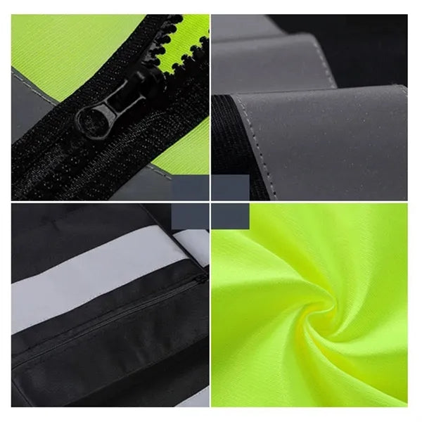 Zipper Safety Vest with Reflective Hi-Vis Strips