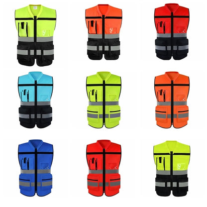 Zipper Safety Vest with Reflective Hi-Vis Strips