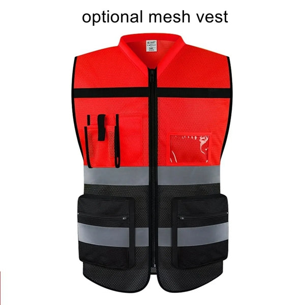 Zipper Safety Vest with Reflective Hi-Vis Strips