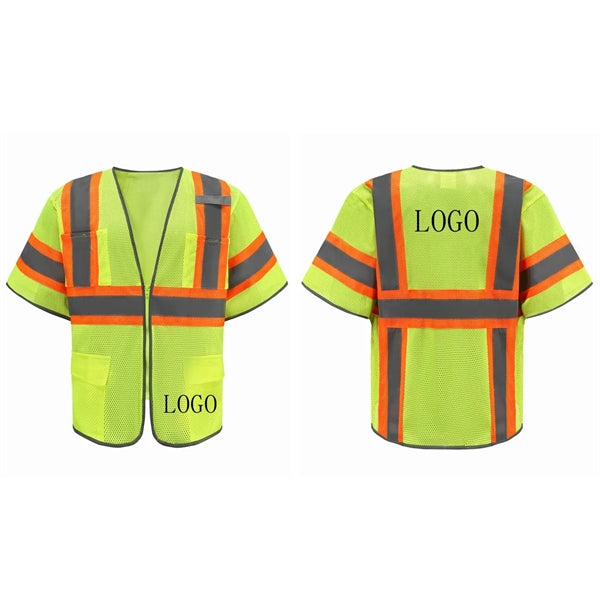 Mesh Safety Vest with Hi-Vis Strips ANSI Class 3 Customize