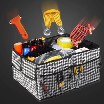 Houndstooth Car Trunk Foldable Storage Box