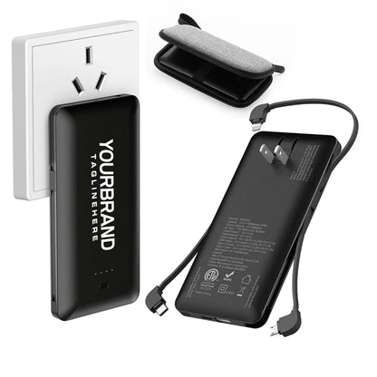 10000mAh Portable Charger Power Bank with Built-in Cables