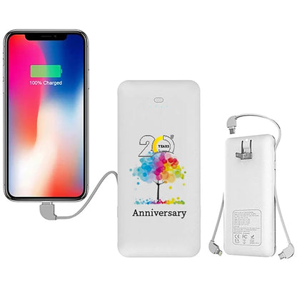 10000mAh Portable Charger Power Bank with Built-in Cables