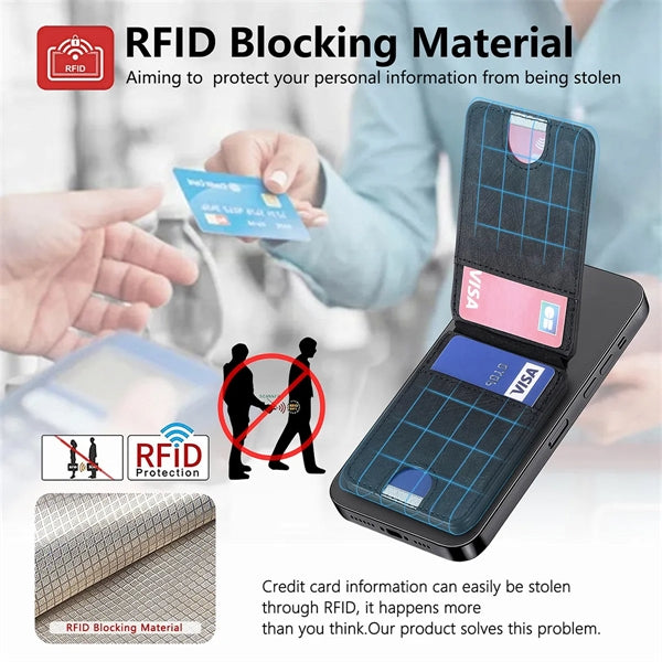 RFID Luxury Leather Magnetic Wallet Stand for Apple Phone 15