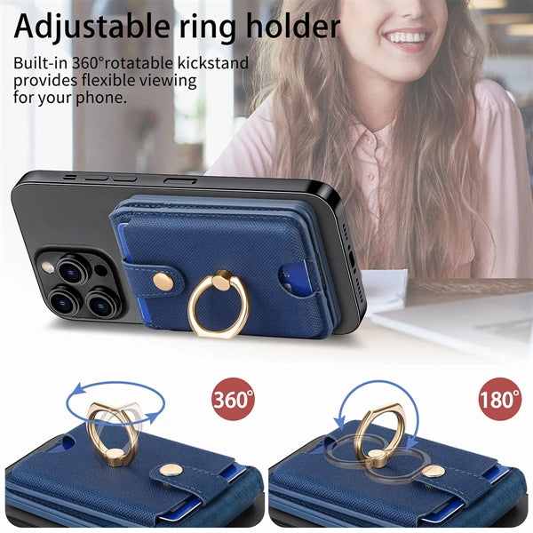 RFID Luxury Leather Magnetic Wallet Stand for Apple Phone 15