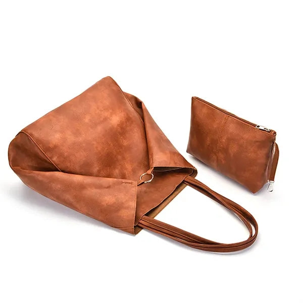 Women Leather Large Bags Shuolder With Flat Handles