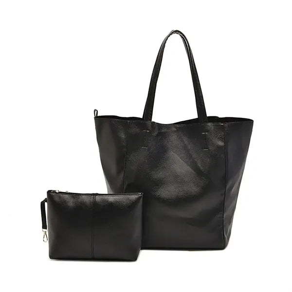 Women Leather Large Bags Shuolder With Flat Handles