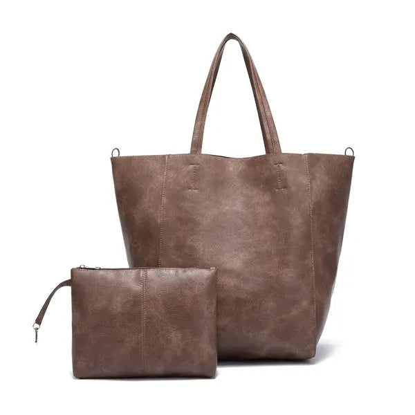 Women Leather Large Bags Shuolder With Flat Handles