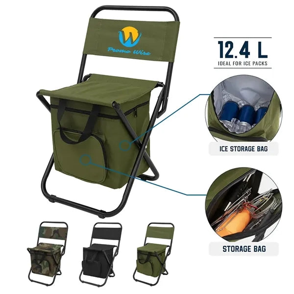 Chair with Cooler Bag Foldable Compact Stool