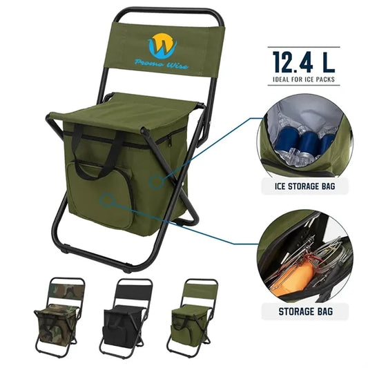 Chair with Cooler Bag Foldable Compact Stool