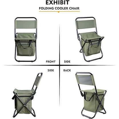 Chair with Cooler Bag Foldable Compact Stool