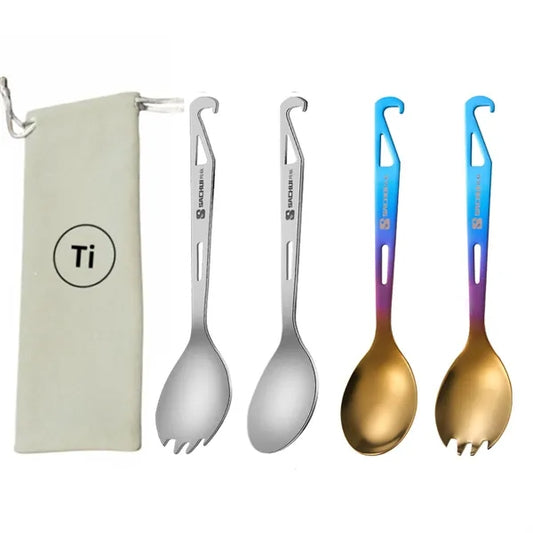 Titanium Bottle Opener Spork Spoon Fork Flatware Cutlery